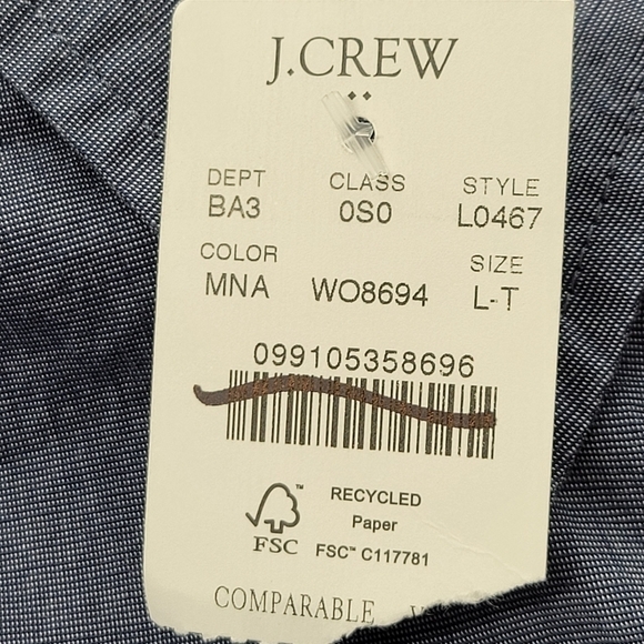 J Crew Solid Classic flex casual button down shirt Montclair Navy L TALL L0467 - Picture 7 of 9